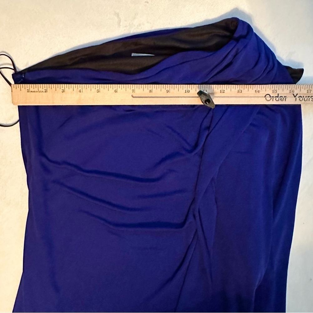 Badgley Mischka Mark & James Royal Blue One Shoulder Drape Mini Dress XS - Picture 7 of 11